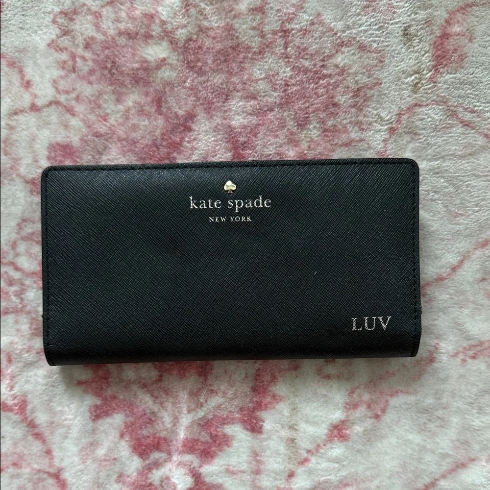 kate spade Black Continental Wallet with LUV Monogram